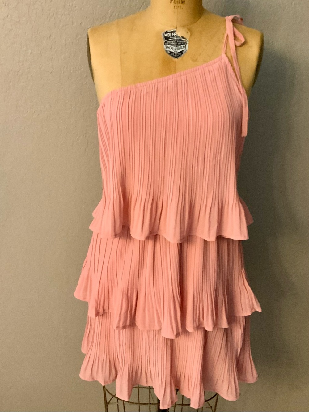 Zesica Pleated Mini Pink Summer Dress NWT Small, Cottagecore, Boho